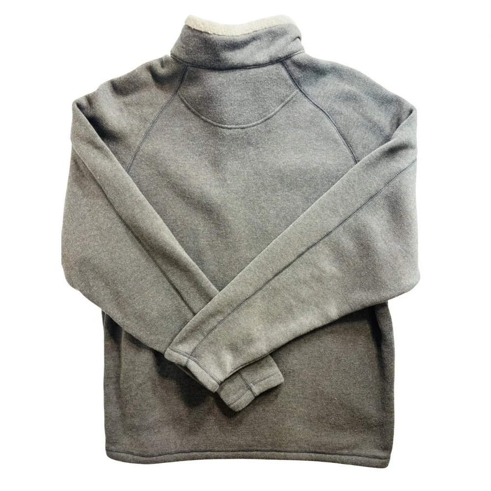 Columbia Mens XL Gray Heather Quarter Zip Sherpa Lined Mock Neck Sweater RN69724